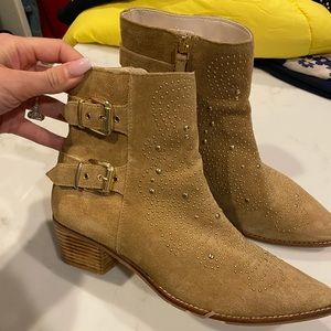 Zara western booties with gold accents